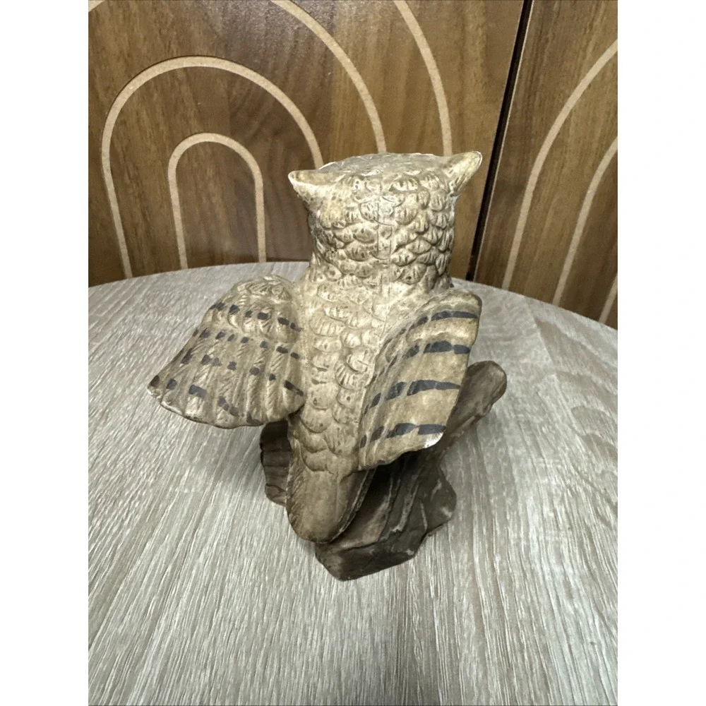 Vintage Homco Ceramic Porcelain  Brown Owl Figurine 1114 Original Stamp Decor